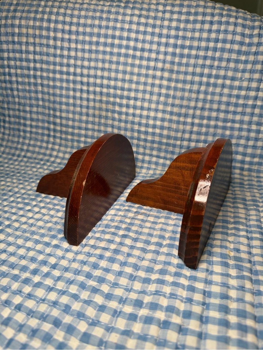 Pair of Vintage Mid-Century Wooden Half-Round Wall Sconces, Floating Display She